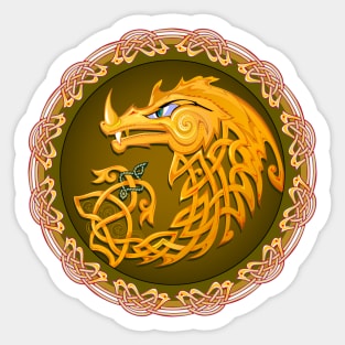 Gold Celtic dragon Sticker